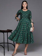 Polka Dot Print A-Line Midi Dress-AHEDCHGP-127